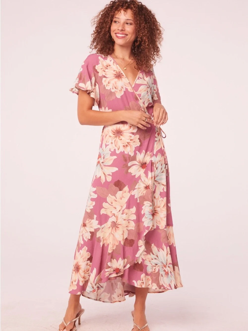 Blossom Wrap Maxi Dress in Dusty Rose - Picture 1 of 8